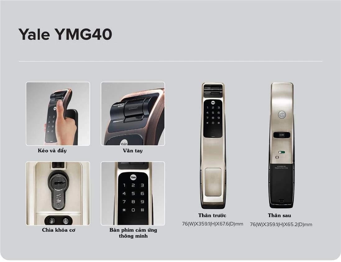 KHOA VAN TAY YALE YMG 40 SILVER 1